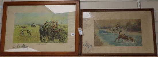 Charles Snaffles Johnson Payne (1884-1967), signed coloured lithographs, The Kadir Bandobast and The West Nalla